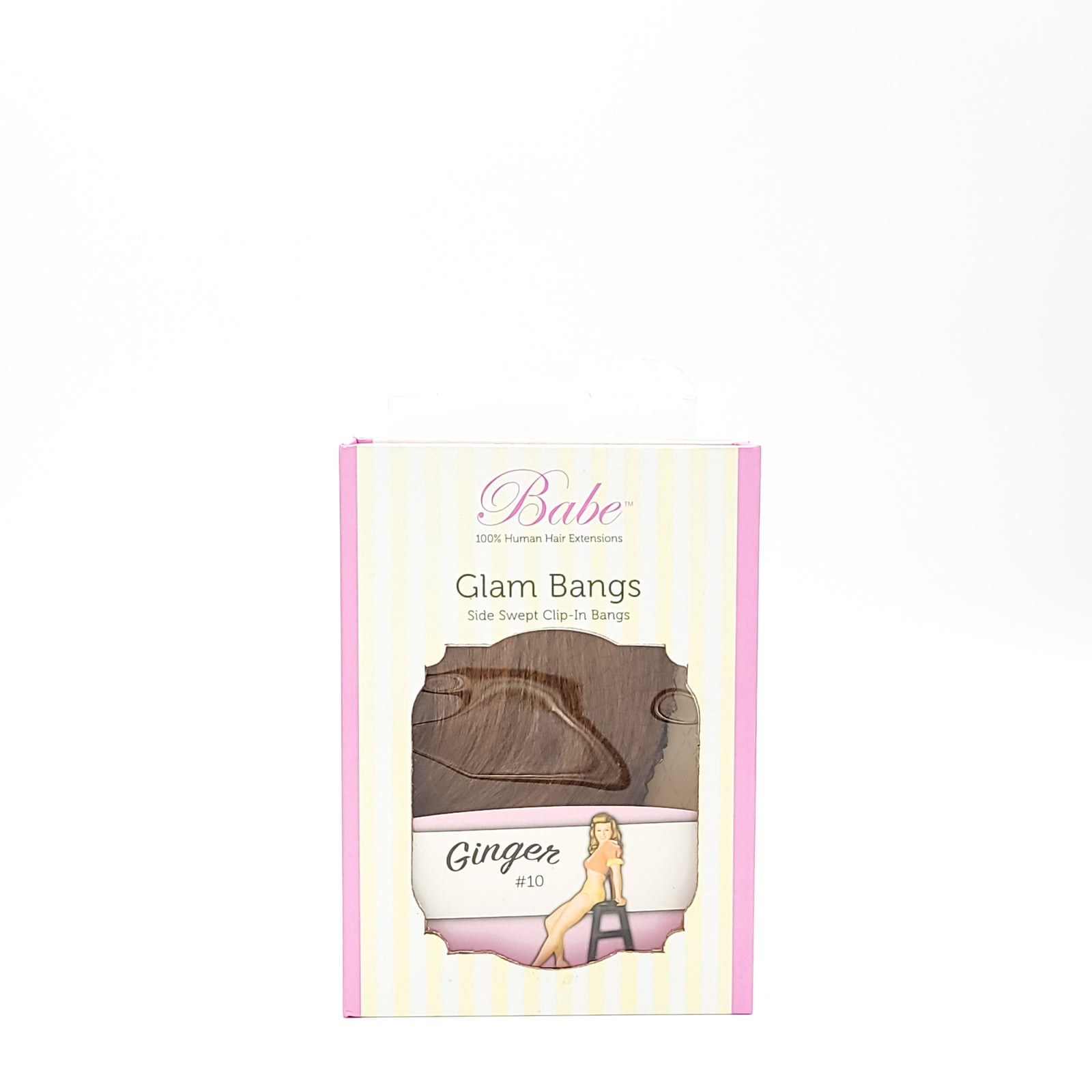 Babe 100% Human Hair Extensions Glam Bangs Side Swept Clip In Bangs Ginger #10