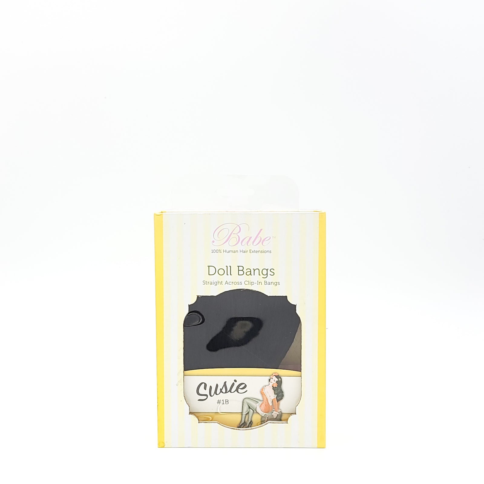 BABE 100% Extensions Doll Bangs Straight Across Clip In Bangs Susie #1B