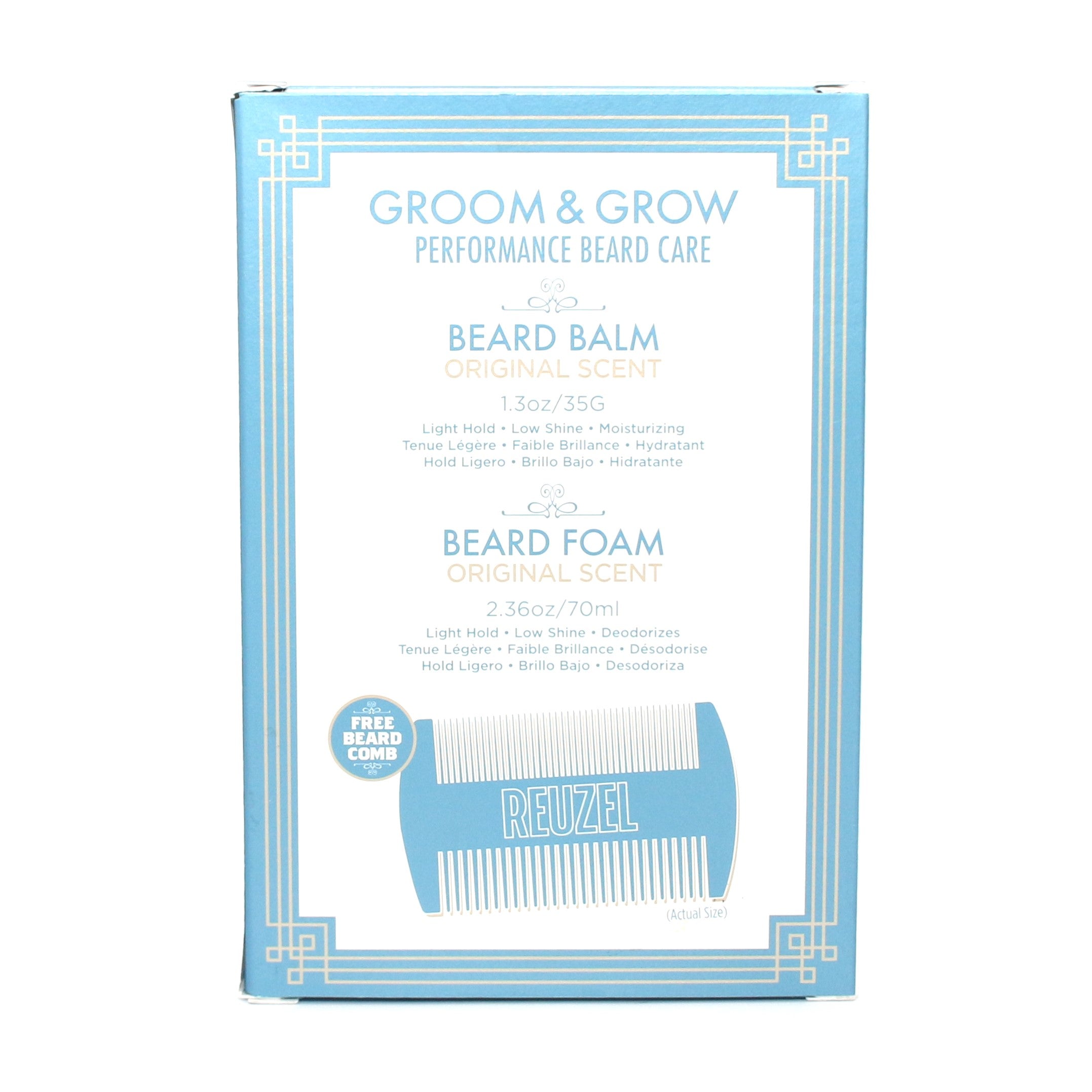 Reuzel Groom & Grow Original Scent Beard Foam Beard Balm with Beard Comb - Overstock Beauty Supply