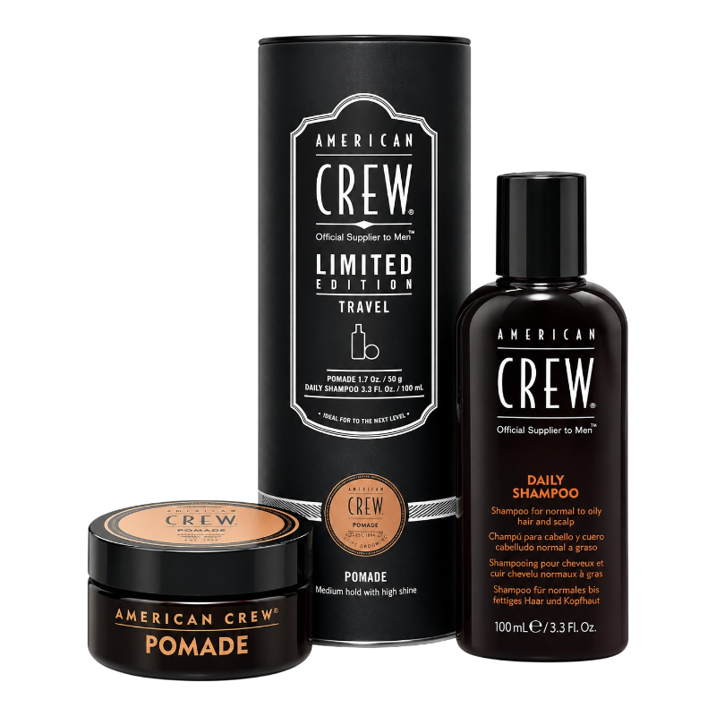 AMERICAN CREW Official Supplier to Men Travel Pomade 1.7 oz Daily Shampoo 3.3 oz