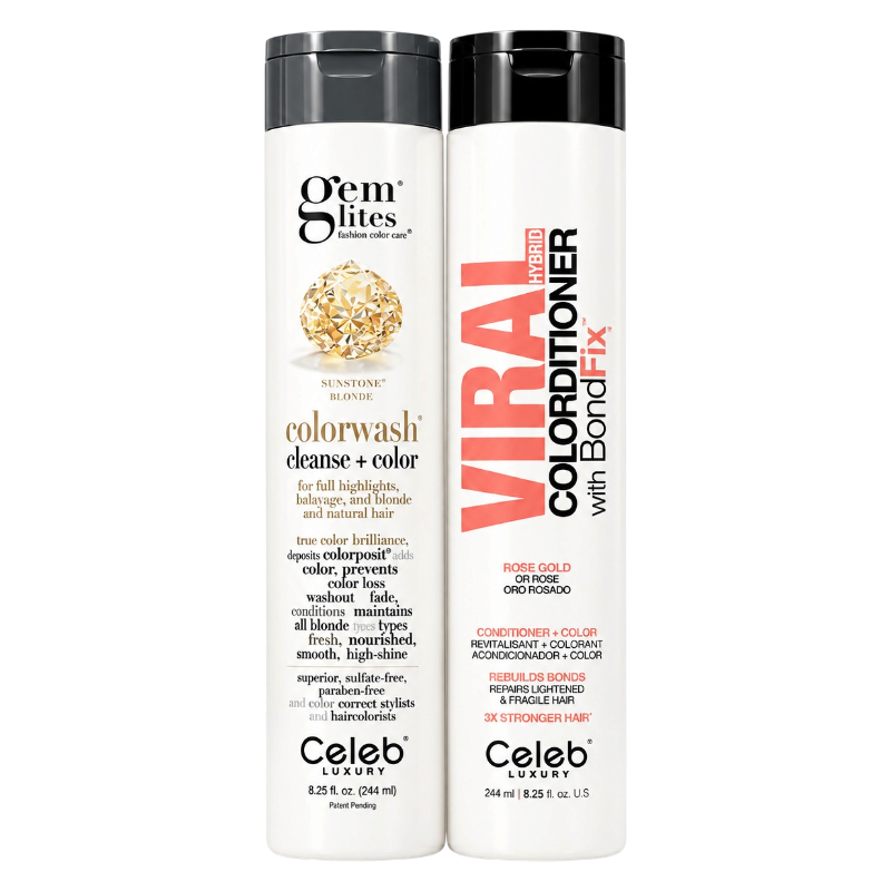 Celeb Luxury Viral Hybrid Colorditioner Rose Gold & Sunstone Blonde Colorwash Set