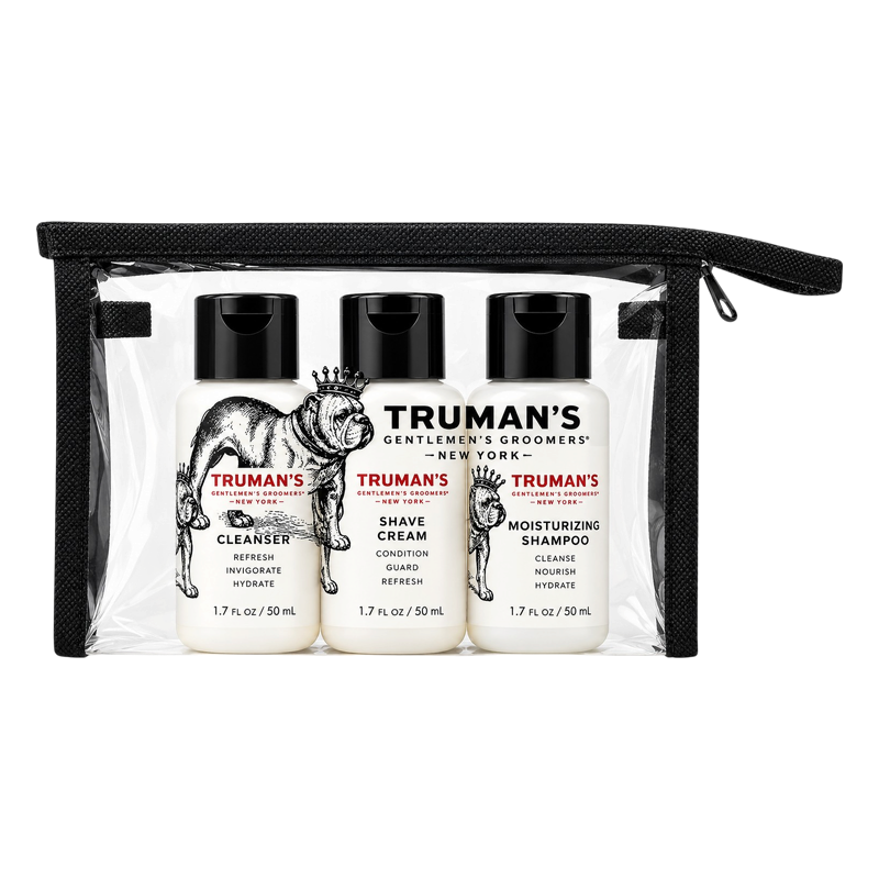 Truman's Moisturizing Shampoo Shave Cream Facial Cleanser Travel Set 1.7 oz