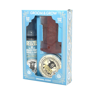 Reuzel Groom & Grow Original Scent Beard Foam Beard Balm with Beard Comb