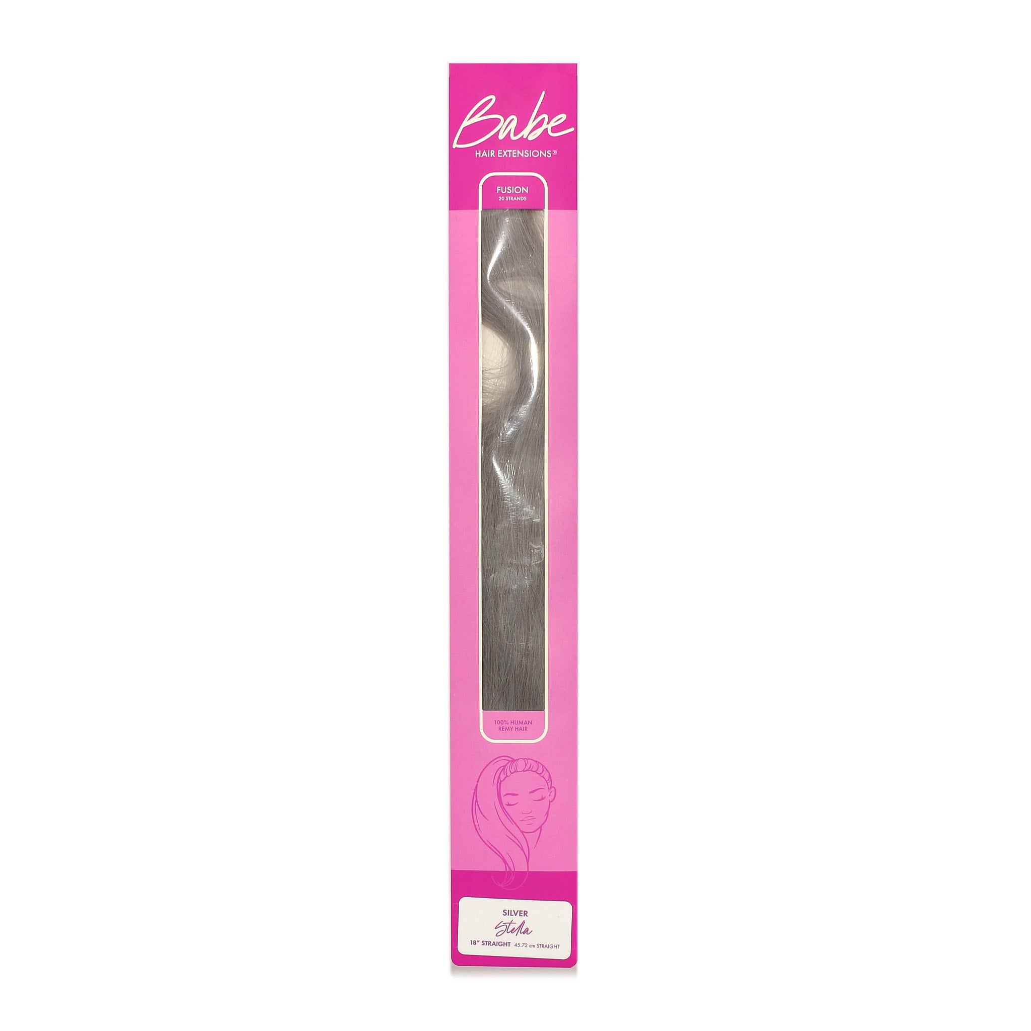 Babe 100% Human Remy Hair Fusion Extensions 20 Pieces Stella Fusion Silver 18"