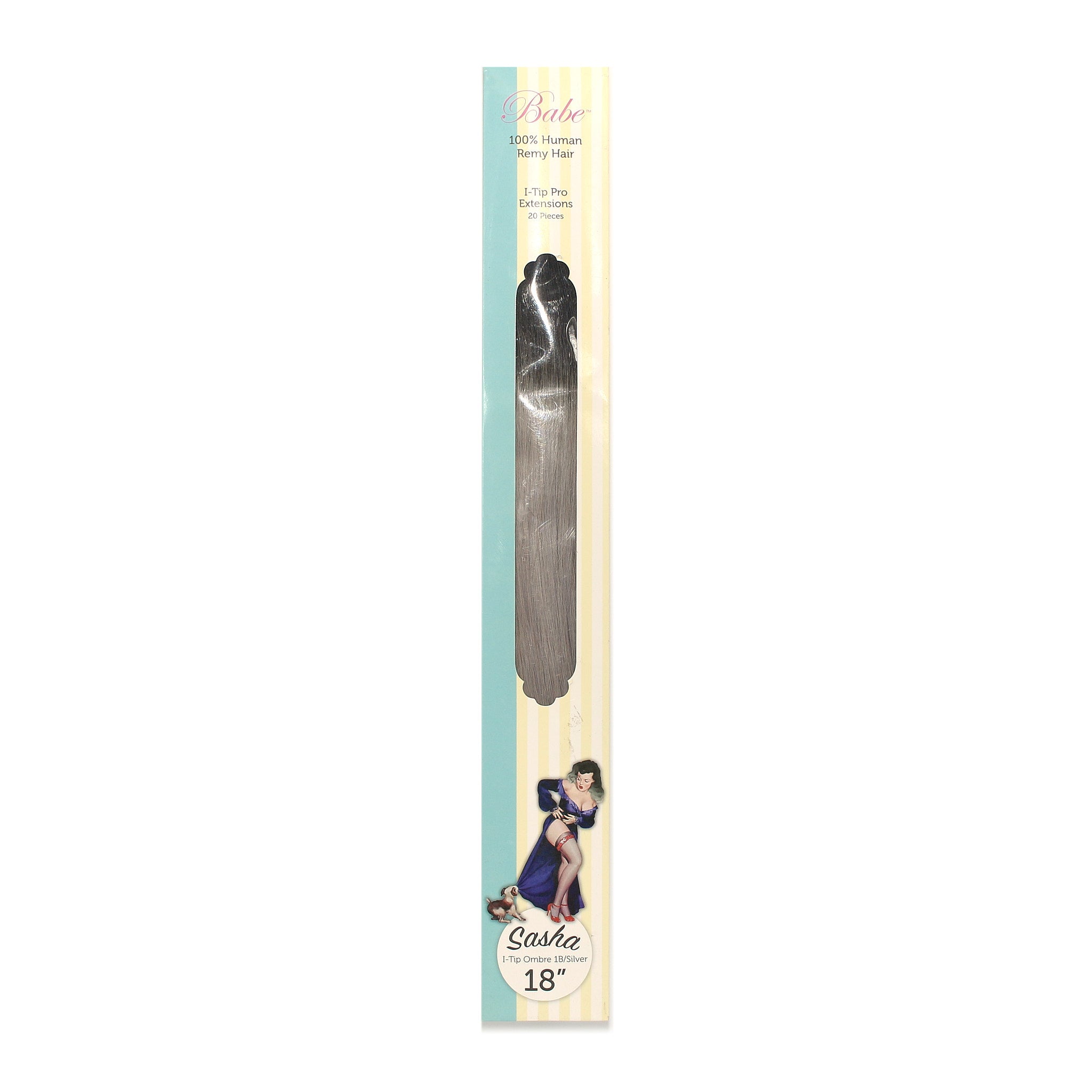 Babe 100% Human Remy Hair I-Tip Pro Extensions Sasha I-Tip Ombre 1B/Silver 18" - Overstock Beauty Supply