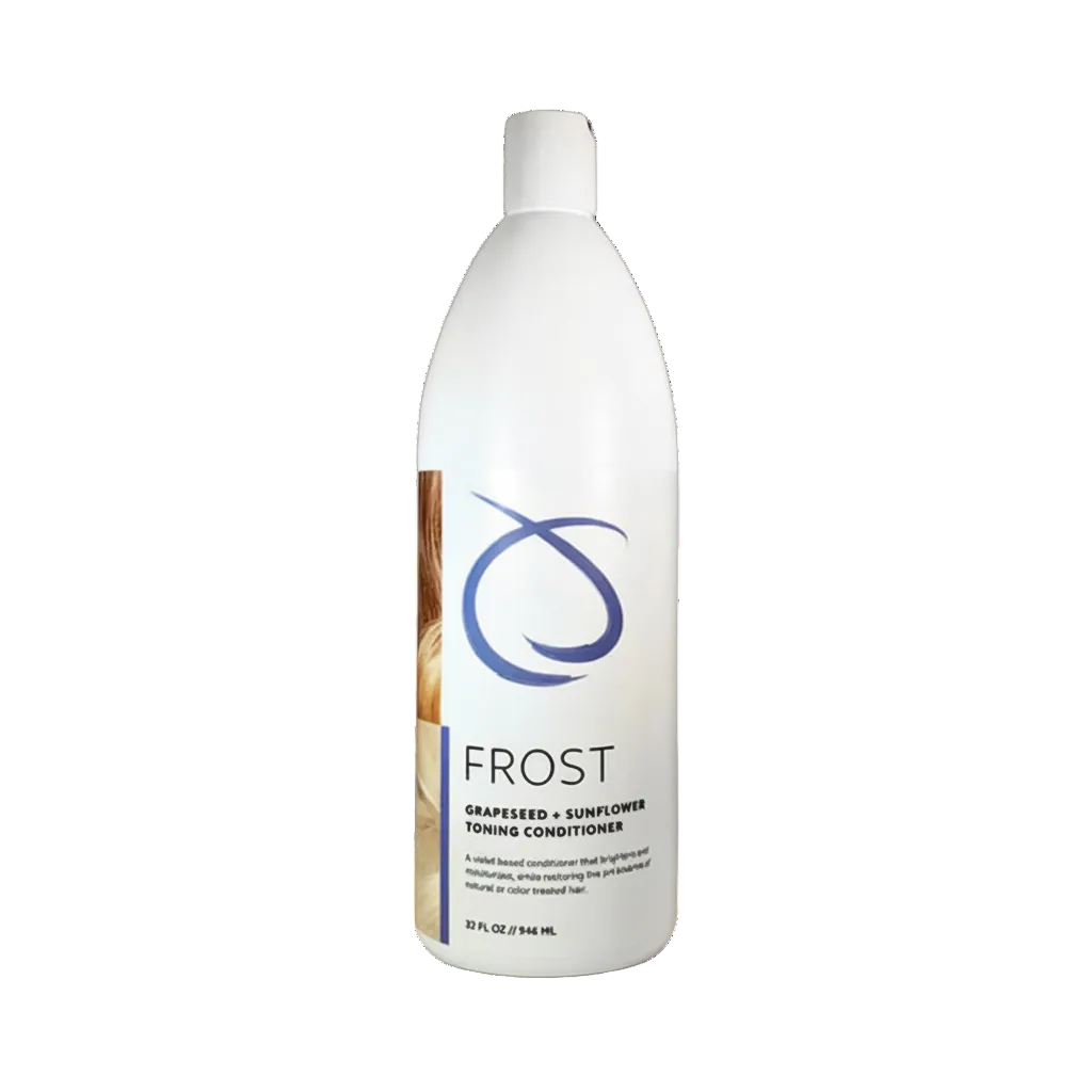 Frost hair care product bottle on a white background