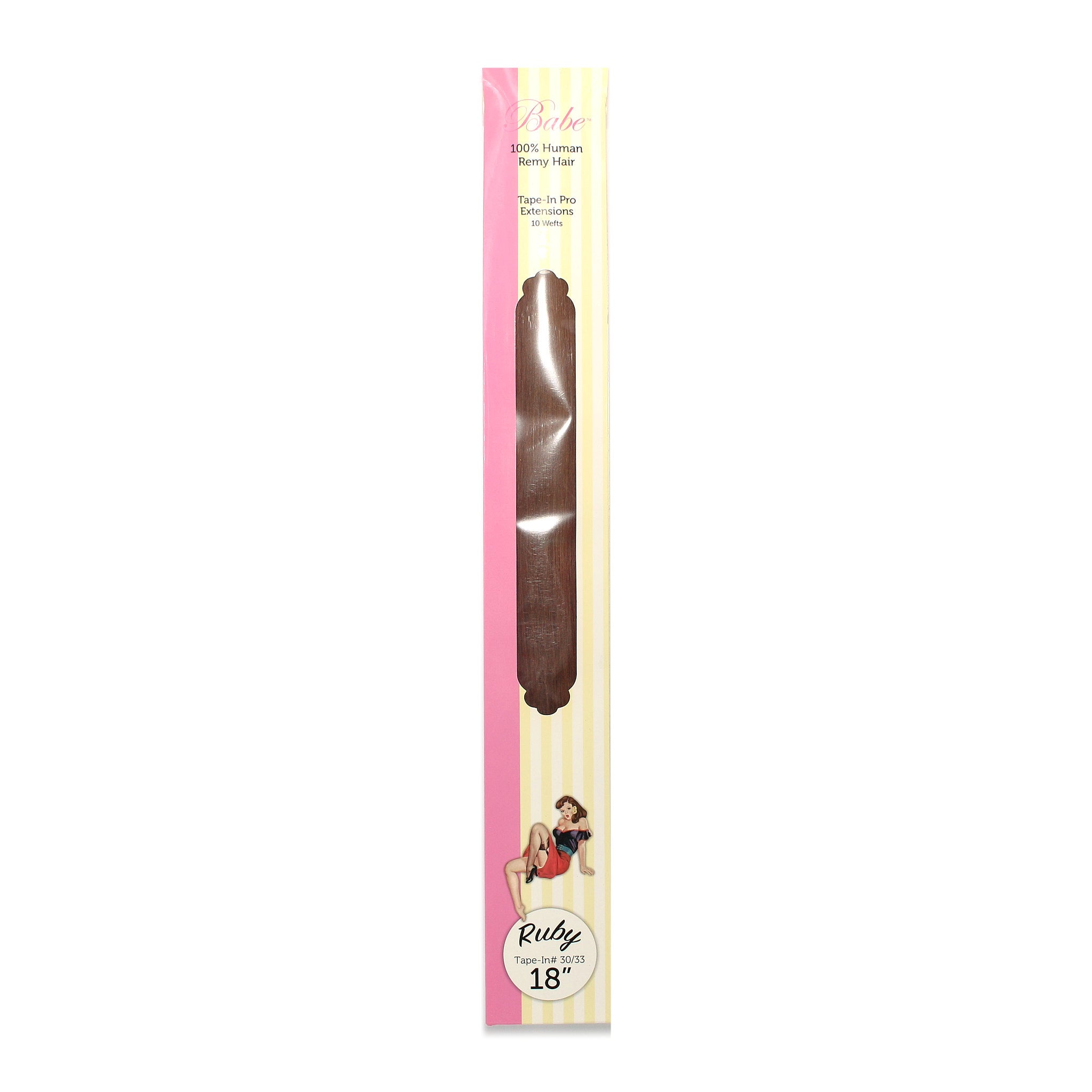 Babe 100% Human Remy Hair Tape In Pro Extensions 10 Wefts Ruby #30/33 18"