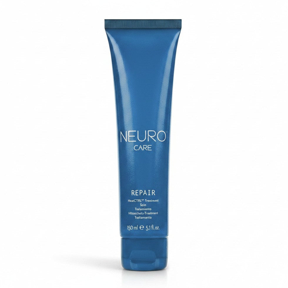 A blue squeeze tube of Neuro Care Repair Hair Tanning Treatment Serum on a clean white background.