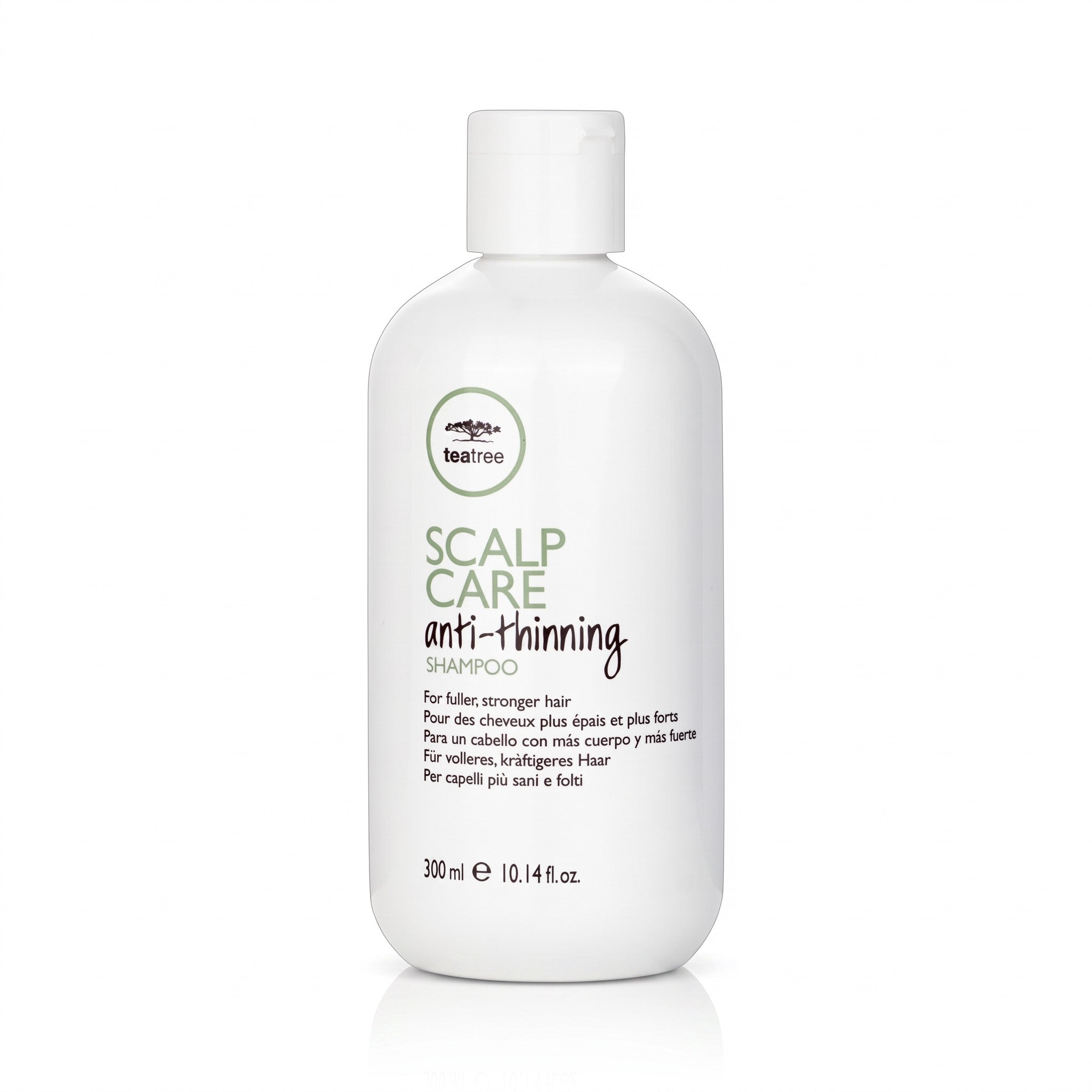 A white bottle of MatRino Scalp Care Anti-Thinning Shampoo on a clean white background with a subtle reflection.