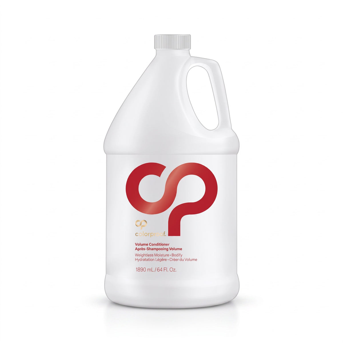 A white plastic bottle of Colorbud Volume Conditioner with a large red 'cp' logo on the front, set against a clean white background with a soft shadow.