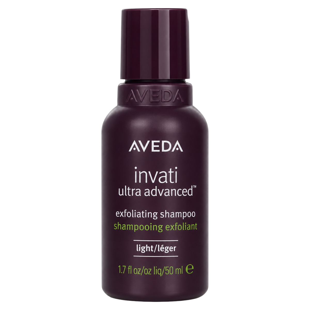 A bottle of Aveda Invati Ultra Advanced Exfoliating Shampoo in 'light/leçer' on a solid white background.