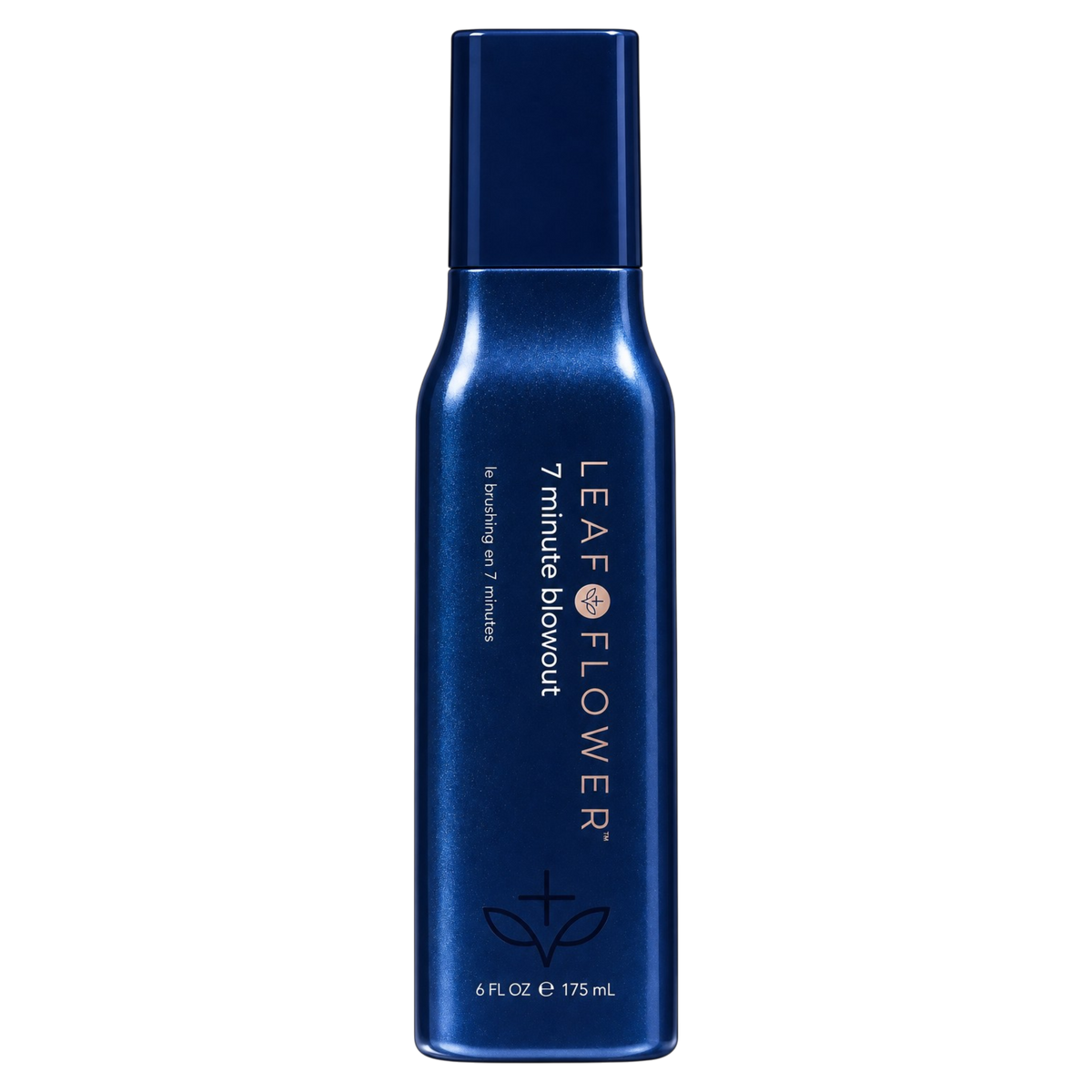 A single bottle of Leaf Flower 7 Minute Blowout styling spray on a solid white background.