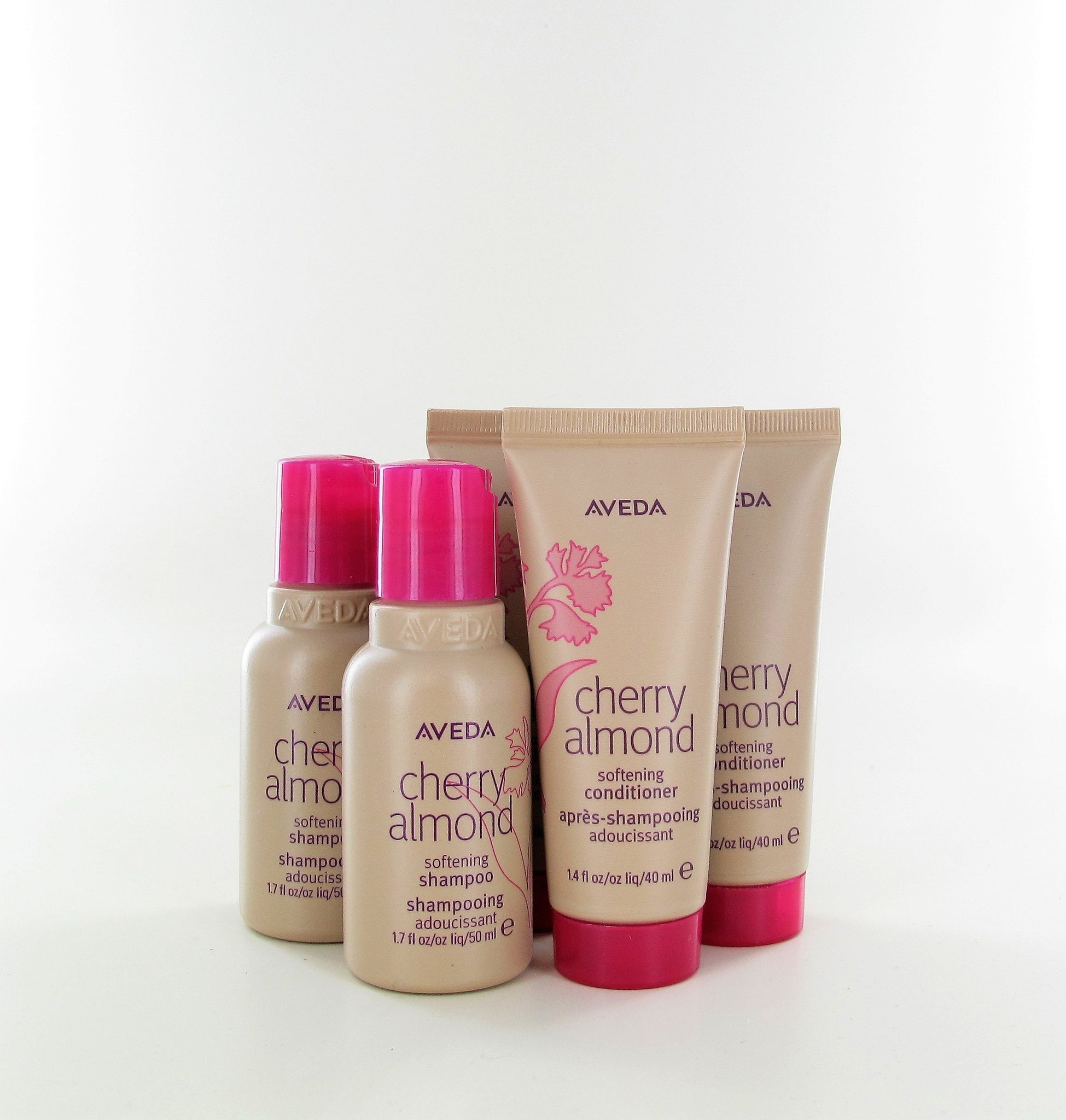 AVEDA Cherry Almond Softening Shampoo & Conditioner (Pack of 5) 1.7/1.4 oz