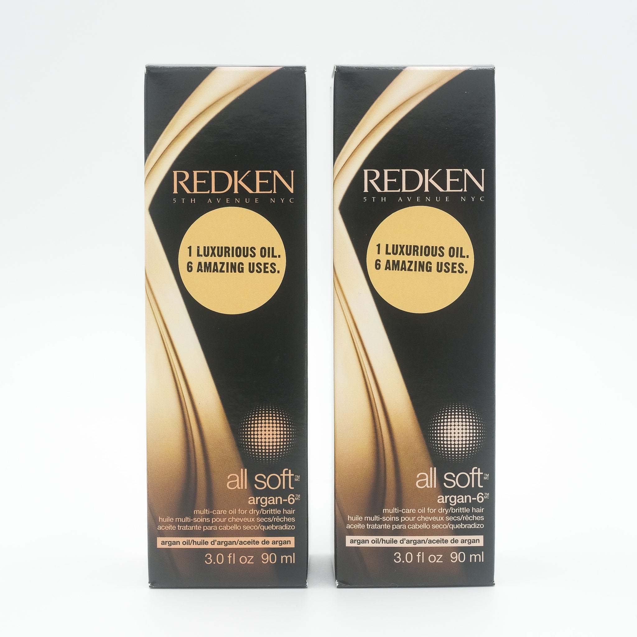 REDKEN All Soft Argan-6 Multi-care Oil for Dry Brittle Hair 3.0 oz (Pack of 2)